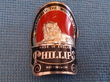 VINTAGE PHILLIPS BICYCLE HEAD BADGE NOTTINGHAM ALUMINUM EMBLEM LION