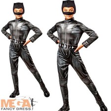 Girls Catwoman Costume Selina Kyle Kids Superhero Fancy Dress Book Day Character