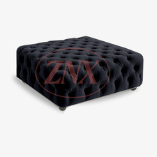 Diamond Tufted Velvet Ottoman