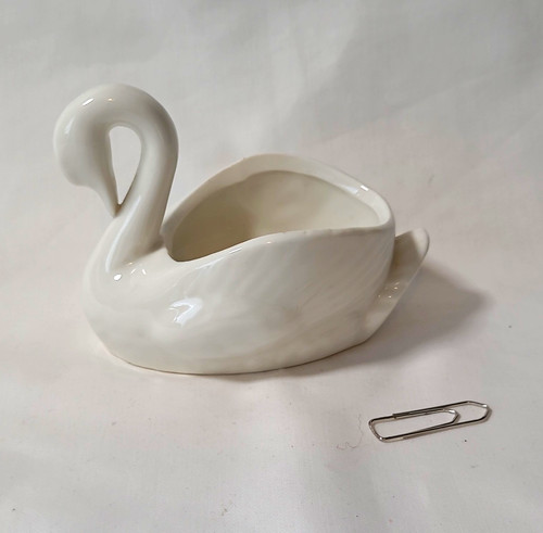 White ceramic pottery swan - ceramic/pottery,