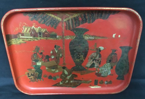 Antique french chinoiserie red - antique,