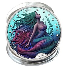 Ocean Fantasy Mermaid Coin 2024 – Rainbow Tails, Dual Artwork, Collector Gift