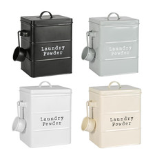 Laundry Powder Canister Vintage Metal Kitchen Utility Storage Container Caddy