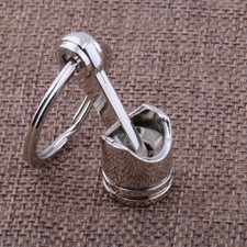 1PC Engine Auto Car Part Silver Metal Piston Alloy Keychain Keyring Keyfob New