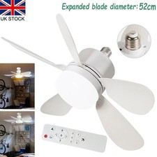 Modern Led Ceiling Fan & Light Dimmable E27 Living Room Bedroom Fan Lamp 3 Speed