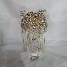 Gold Brooch bouquet, Jewel crystal wedding bouquet. Crystal Bridal Brooch