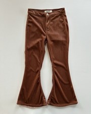 Rock & Roll Denim Bargain Button Bell Bottom Corduroy Brown Pants Womens Size 28