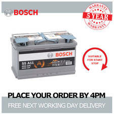 Bosch S5A11 Car AGM Starter Battery 12V 5 Yr Warranty Type 115 S5 A11