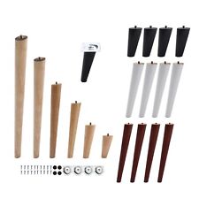4pcs Wooden Furniture Legs Table Chair Cabinet Tapered Feet & Plate Replacement