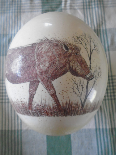 Decorated large ostrich egg - decorated,