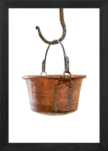 Old hanging cauldron framed - old,