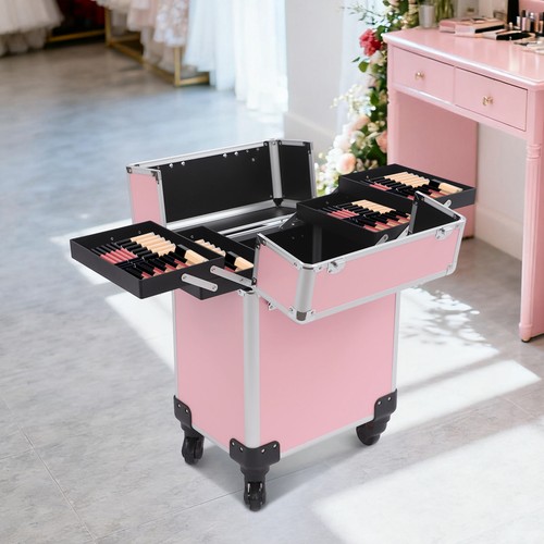Pink rolling train case - rolling,