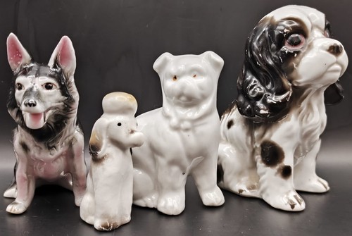 Vintage porcelain ceramic dog - vintage,