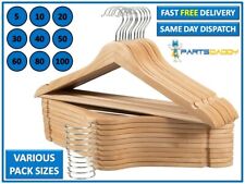 WOODEN COAT HANGERS SUIT GARMENTS CLOTHES WOOD HANGER STRONG TROUSER BAR SET 341