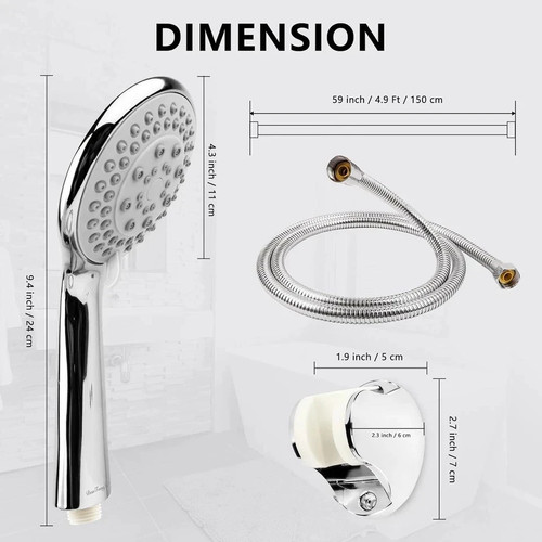 Chrome shower head and hose - chrome,