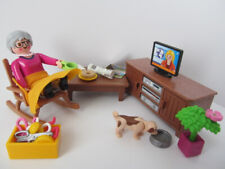 Playmobil Dollshouse lounge furniture & figure: Grandma & pet dog NEW