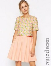 Branded PETITE Candy Embellished T-Shirt Crop Top Scuba Skater Dress size UK 8