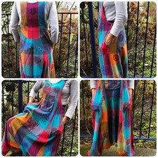 Patchwork Drop Crotch Harem Dungarees Festival Jumpsuit Ethnic Print Overalls