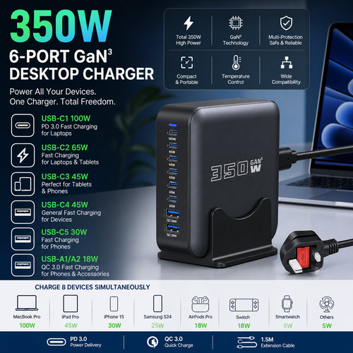 320w gan usb charger port - usb, c