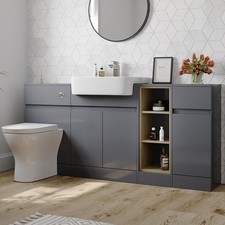 Affine Bathroom Toilet WC Vanity Unit Basin Sink Combination Grey Gloss 1720mm