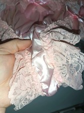 🎀 Pink Satin Lace Frilly