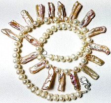 Handcrafted Iridescent Fresh Water Baroque & Round Pearl Necklace