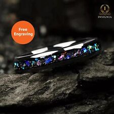 Women’s Wedding Ring – Opal & Alexandrite Galaxy Band 4mm UK | Black Tungsten