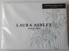 LAURA ASHLEY Standard Pillowcase PAIR New BRIGETTE SMOKE GREEN