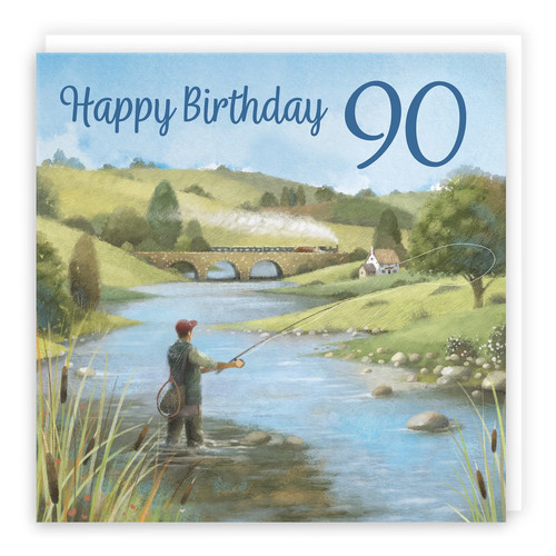 90th fly fishing birthday card - fly,