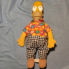 Vintage 1998 Homer Simpson 42cm Plush Hawaiian Shirt VGC By Vivid Imagination 