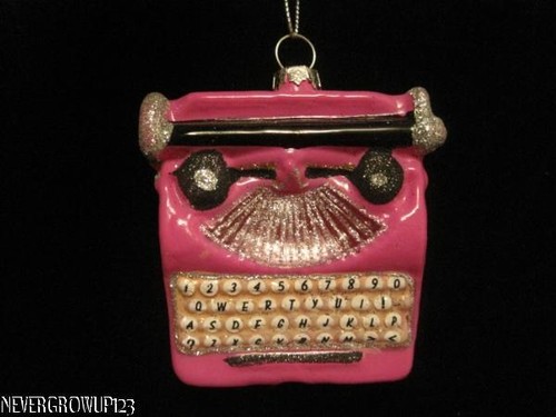 Blown glass pink typewriter - glass,