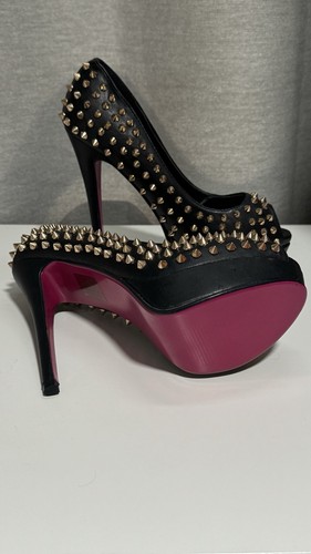 Black leather platform high - black,