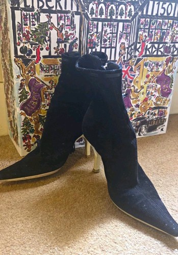 Sergio rossi black suede ankle - black,