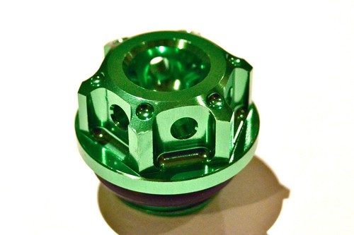 Oil filler cap cnc green - oil,