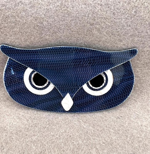 Lea stein owl brooch blue - brooch,