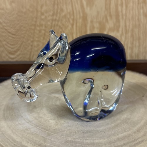 Blue glass hippopotamus - blue, hippopotamus/hippo