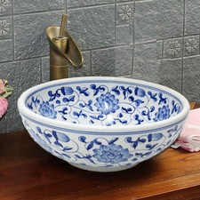 Vintage Floral Pattern Bathroom Ceramic Counter Top Wash Basin Sink Bowl Kasbah 