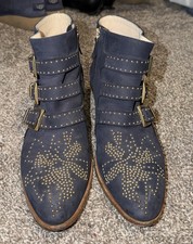 Chloe Susanna Navy Blue Bootie