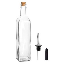 Olive Oil Pourer Bottle with Cork Lid Kitchen Vinegar Drizzler Dispenser 500ml