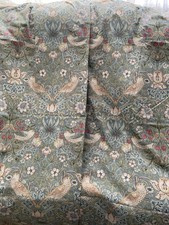 Morris & Co Strawberry Thief Curtains W64" D52" Duck Egg blue William Morris