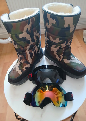 Skiing winter set with - skiing,