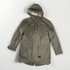 WESC Military Parka Fishtail M-1951 Sherpa Liner 2 In 1 Herringbone Olive Men M