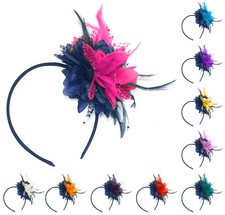 Flower Feather Hair Fascinator on Headband Wedding Royal Ascot Races Bespoke