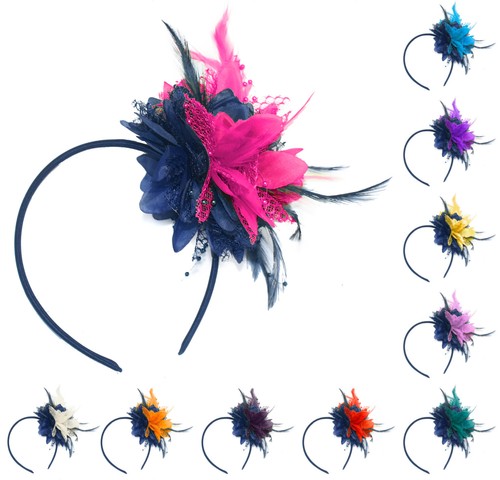 Flower feather hair - feather, fascinator