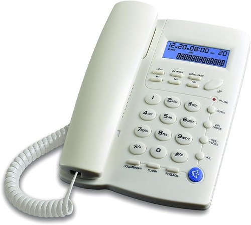 Corded telephone with - corded, speaker