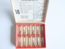 Chronograph watch balance staffs, complete box  72 staffs Landeron, Valjoux etc