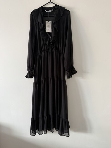 Zara black chiffon summer midi
