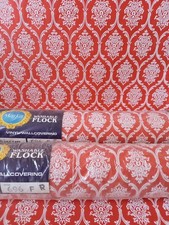X2 1960s Vintage MAYFAIR Wallpaper Rolls Retro Flocked FLOCK 70s MCM damask