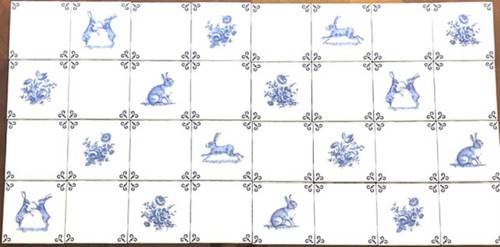 Blue delft flowers - blue, bunnies