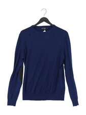 Hackett Men's Jumper L Blue 100% Wool Crew Neck Pullover